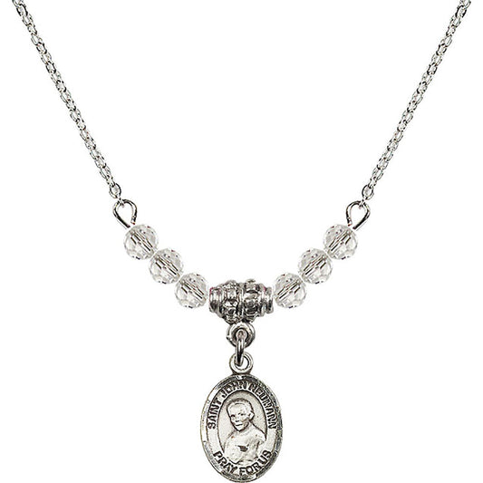 Sterling Silver Saint John Neumann Birthstone Necklace with Crystal Beads - 9204