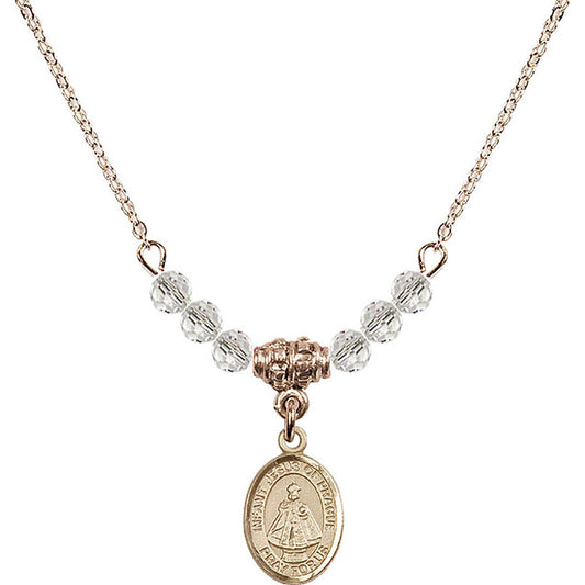 14kt Gold Filled Infant of Prague Birthstone Necklace with Crystal Beads - 9207
