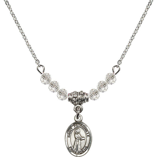 Sterling Silver Saint Petronille Birthstone Necklace with Crystal Beads - 9209