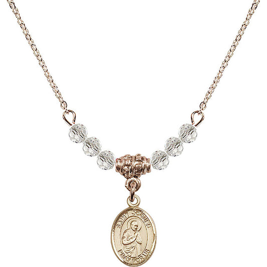 14kt Gold Filled Saint Isaac Jogues Birthstone Necklace with Crystal Beads - 9212