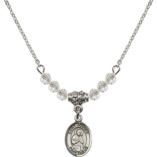Sterling Silver Saint Isaac Jogues Birthstone Necklace with Crystal Beads - 9212