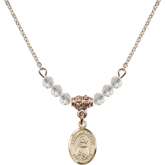 14kt Gold Filled Saint Anastasia Birthstone Necklace with Crystal Beads - 9213