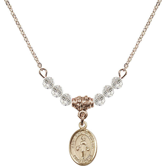 14kt Gold Filled Saint Nino de Atocha Birthstone Necklace with Crystal Beads - 9214