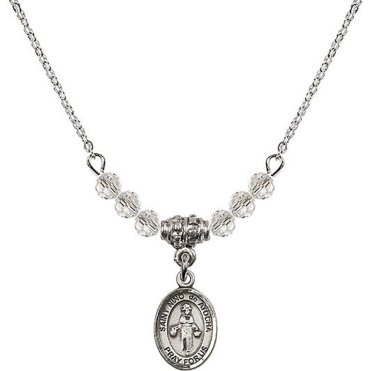 Sterling Silver Saint Nino de Atocha Birthstone Necklace with Crystal Beads - 9214