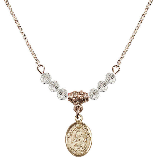 14kt Gold Filled Saint Alexandra Birthstone Necklace with Crystal Beads - 9215