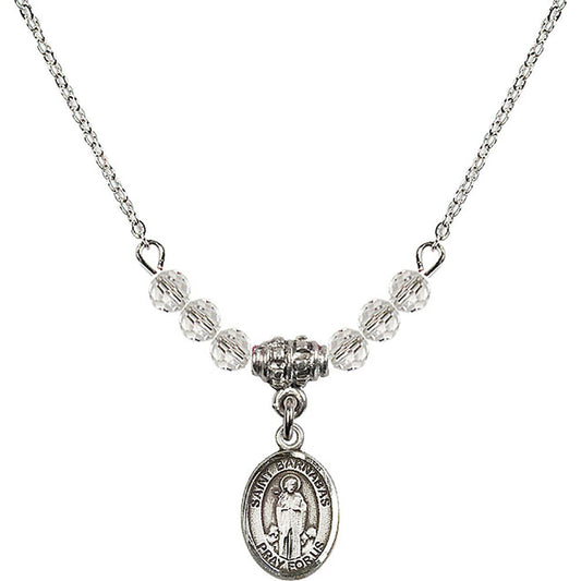 Sterling Silver Saint Barnabas Birthstone Necklace with Crystal Beads - 9216