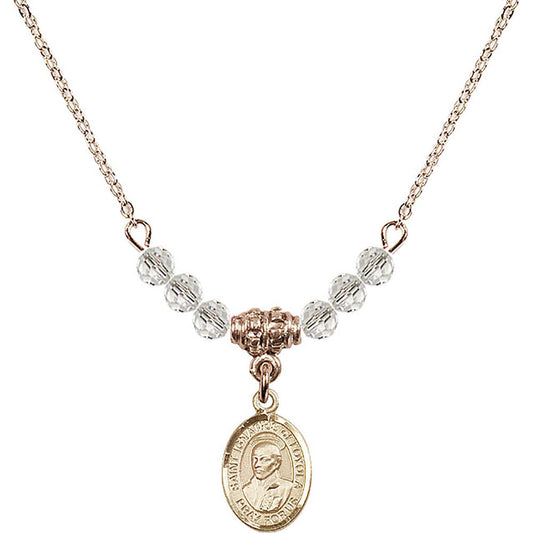 14kt Gold Filled Saint Ignatius of Loyola Birthstone Necklace with Crystal Beads - 9217
