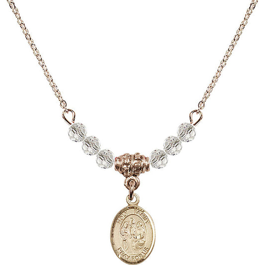 14kt Gold Filled Holy Family Birthstone Necklace with Crystal Beads - 9218