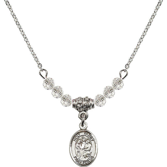 Sterling Silver Holy Family Birthstone Necklace with Crystal Beads - 9218