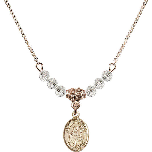 14kt Gold Filled Saint Gertrude of Nivelles Birthstone Necklace with Crystal Beads - 9219