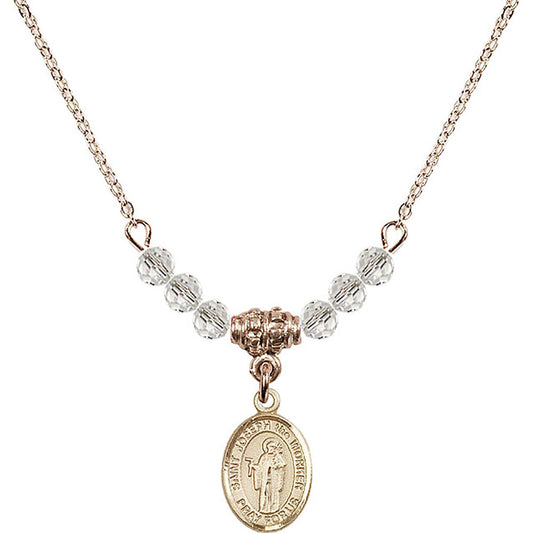 14kt Gold Filled Saint Joseph the Worker Birthstone Necklace with Crystal Beads - 9220