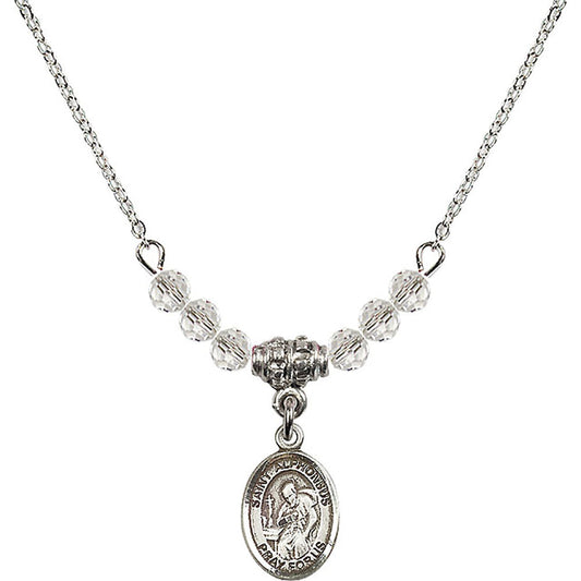 Sterling Silver Saint Alphonsus Birthstone Necklace with Crystal Beads - 9221