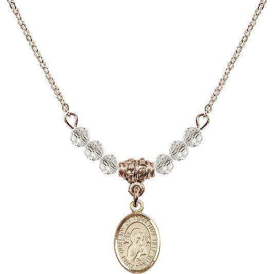 14kt Gold Filled Our Lady of Perpetual Help Birthstone Necklace with Crystal Beads - 9222