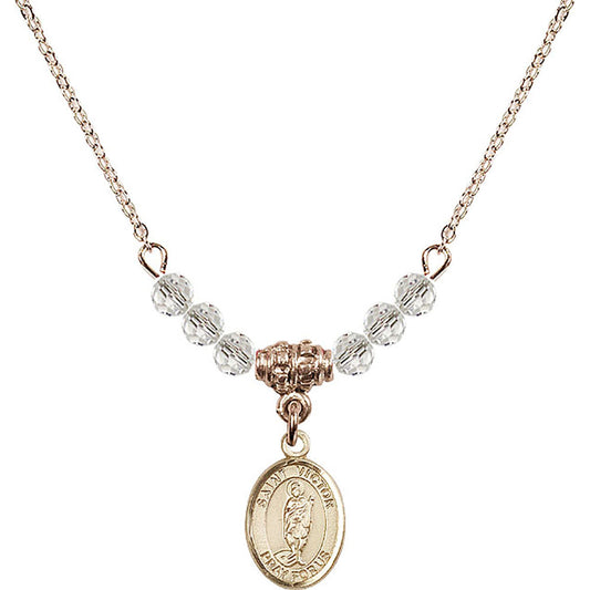 14kt Gold Filled Saint Victor of Marseilles Birthstone Necklace with Crystal Beads - 9223
