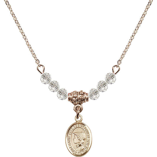 14kt Gold Filled Saint Elizabeth Ann Seton Birthstone Necklace with Crystal Beads - 9224