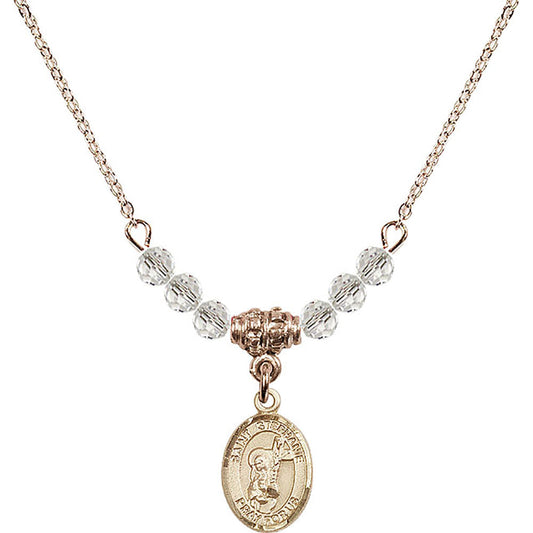 14kt Gold Filled Saint Stephanie Birthstone Necklace with Crystal Beads - 9228