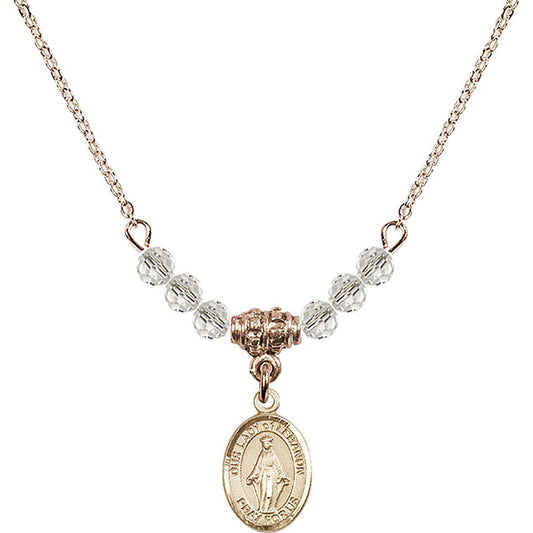 14kt Gold Filled Our Lady of Lebanon Birthstone Necklace with Crystal Beads - 9229