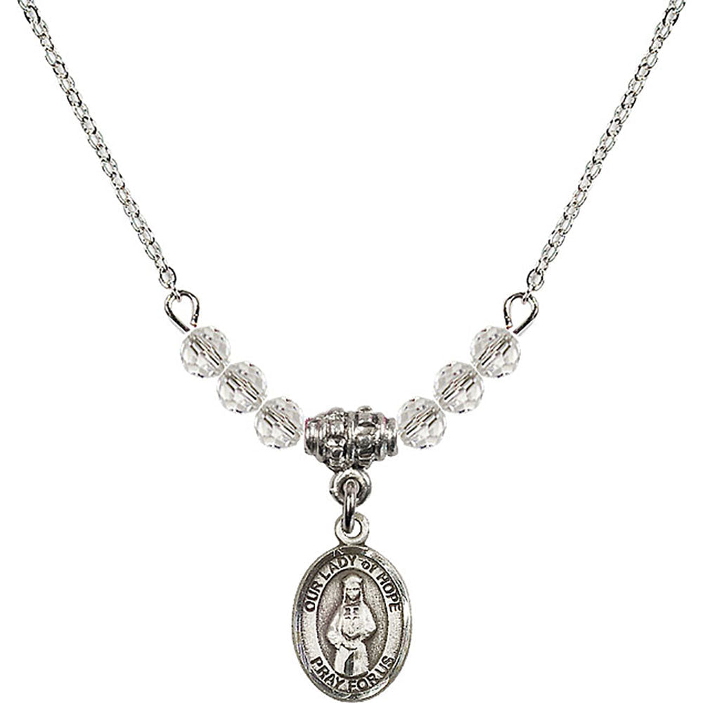 Sterling Silver Our Lady of Hope Birthstone Necklace with Crystal Beads - 9230