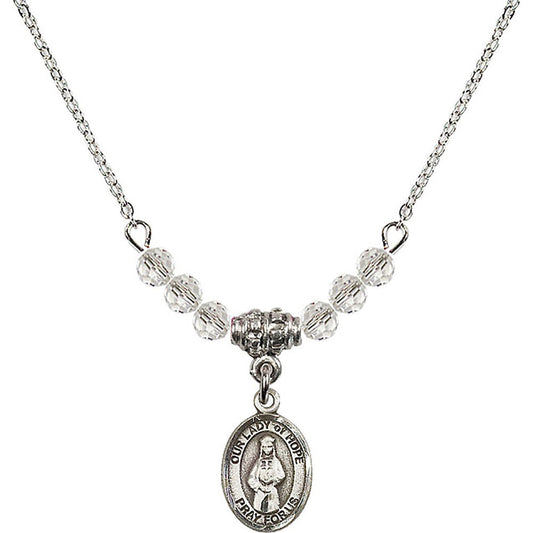 Sterling Silver Our Lady of Hope Birthstone Necklace with Crystal Beads - 9230
