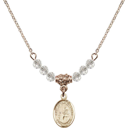 14kt Gold Filled Saint John of the Cross Birthstone Necklace with Crystal Beads - 9231