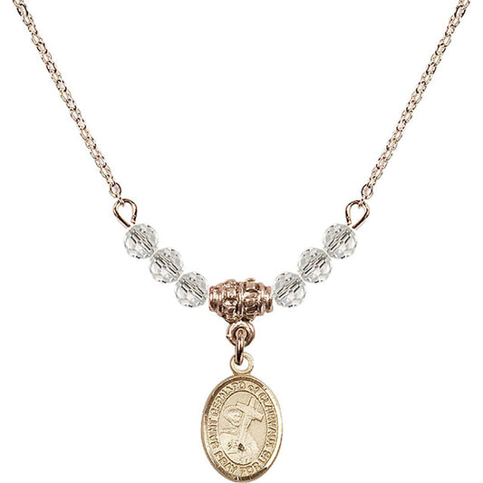 14kt Gold Filled Saint Bernard of Clairvaux Birthstone Necklace with Crystal Beads - 9233