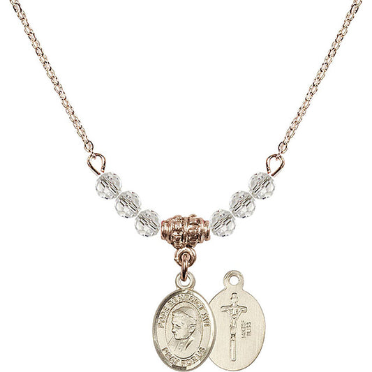 14kt Gold Filled Pope Emeritace Benedict XVI Birthstone Necklace with Crystal Beads - 9235