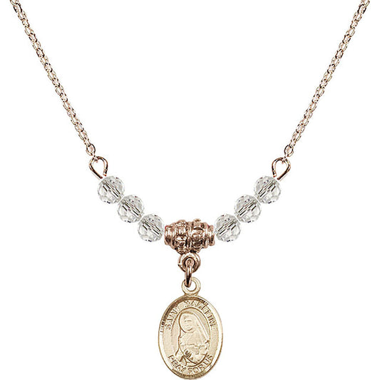 14kt Gold Filled Saint Madeline Sophie Barat Birthstone Necklace with Crystal Beads - 9236