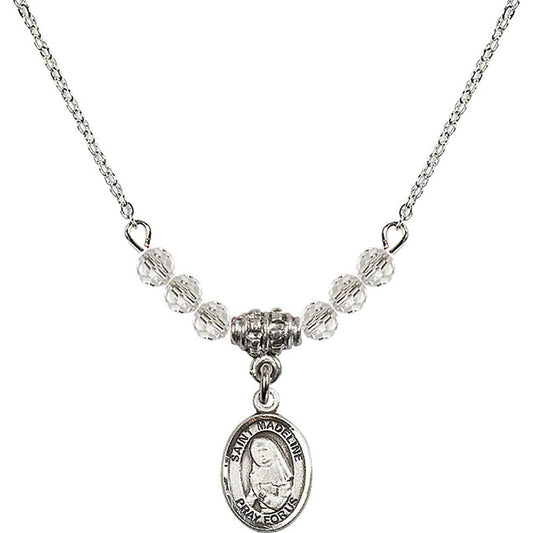 Sterling Silver Saint Madeline Sophie Barat Birthstone Necklace with Crystal Beads - 9236