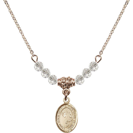14kt Gold Filled Footprints / Cross Birthstone Necklace with Crystal Beads - 9237