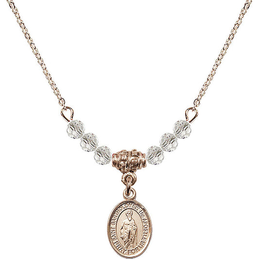 14kt Gold Filled Saint Bartholomew the Apostle Birthstone Necklace with Crystal Beads - 9238