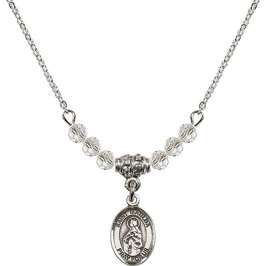 Sterling Silver Saint Matilda Birthstone Necklace with Crystal Beads - 9239