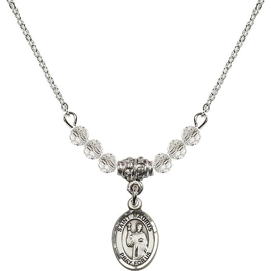 Sterling Silver Saint Maurus Birthstone Necklace with Crystal Beads - 9241