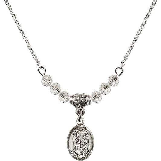 Sterling Silver Saint Zita Birthstone Necklace with Crystal Beads - 9244