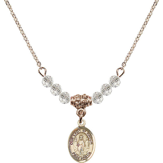 14kt Gold Filled Our Lady of Knock Birthstone Necklace with Crystal Beads - 9246
