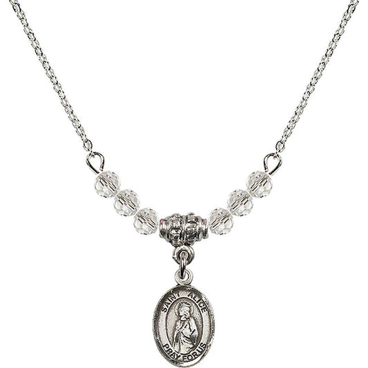 Sterling Silver Saint Alice Birthstone Necklace with Crystal Beads - 9248