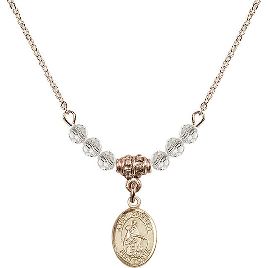 14kt Gold Filled Saint Isabella of Portugal Birthstone Necklace with Crystal Beads - 9250