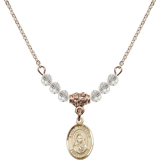 14kt Gold Filled Saint Rebecca Birthstone Necklace with Crystal Beads - 9252
