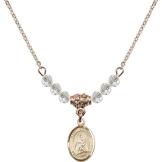 14kt Gold Filled Saint Victoria Birthstone Necklace with Crystal Beads - 9253