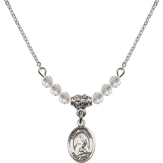 Sterling Silver Saint Victoria Birthstone Necklace with Crystal Beads - 9253