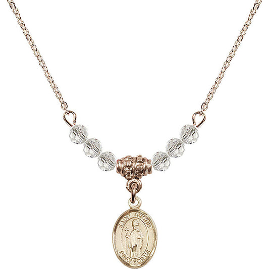 14kt Gold Filled Saint Austin Birthstone Necklace with Crystal Beads - 9256