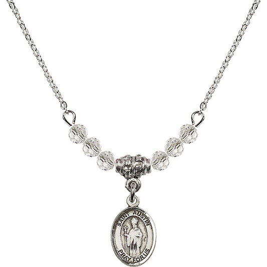 Sterling Silver Saint Austin Birthstone Necklace with Crystal Beads - 9256