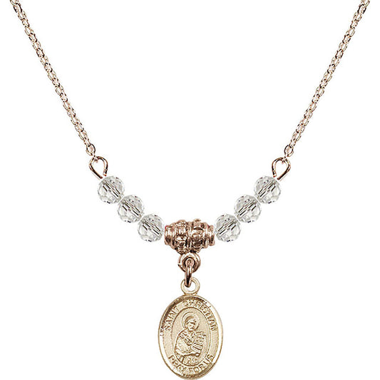 14kt Gold Filled Saint Christian Demosthenes Birthstone Necklace with Crystal Beads - 9257