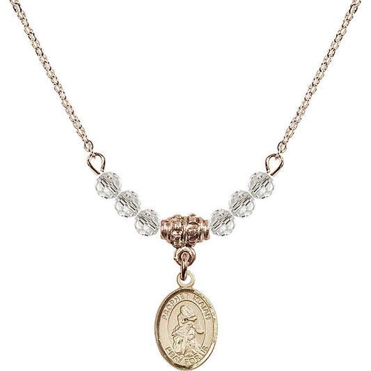 14kt Gold Filled Saint Isaiah Birthstone Necklace with Crystal Beads - 9258