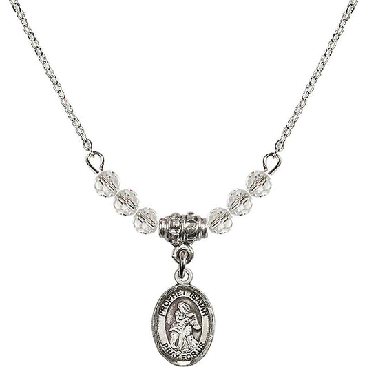 Sterling Silver Saint Isaiah Birthstone Necklace with Crystal Beads - 9258