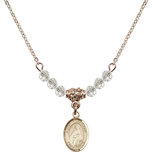 14kt Gold Filled Saint Hildegard von Bingen Birthstone Necklace with Crystal Beads - 9260