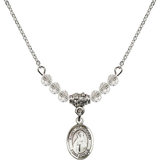 Sterling Silver Saint Hildegard von Bingen Birthstone Necklace with Crystal Beads - 9260