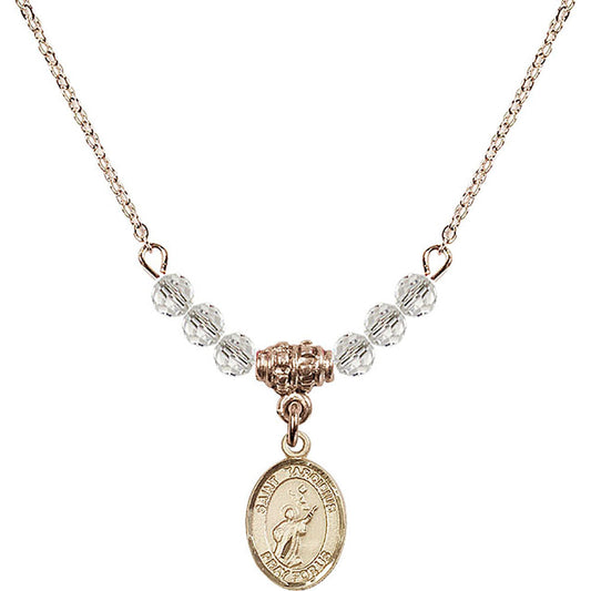 14kt Gold Filled Saint Tarcisius Birthstone Necklace with Crystal Beads - 9261