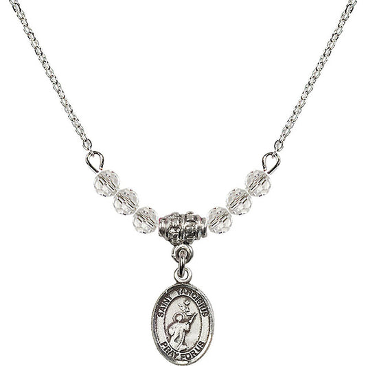 Sterling Silver Saint Tarcisius Birthstone Necklace with Crystal Beads - 9261