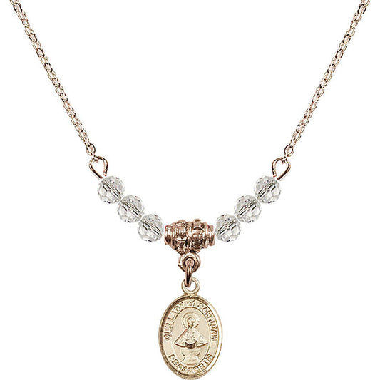 14kt Gold Filled Our Lady of San Juan Birthstone Necklace with Crystal Beads - 9263