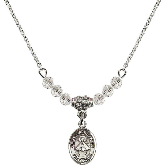 Sterling Silver Our Lady of San Juan Birthstone Necklace with Crystal Beads - 9263